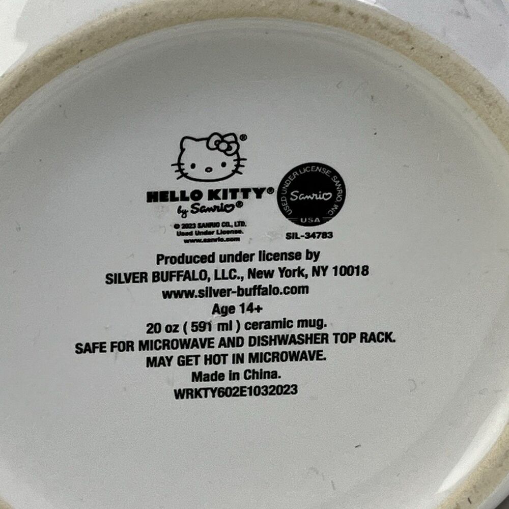 Hello Kitty Coffee Mug Cup Sanrio Strawberry Milk 20oz White Pink Striped - Picture 4 of 5